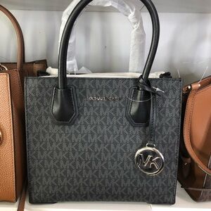 Michael Kors Black Satchel with Signature Monogram